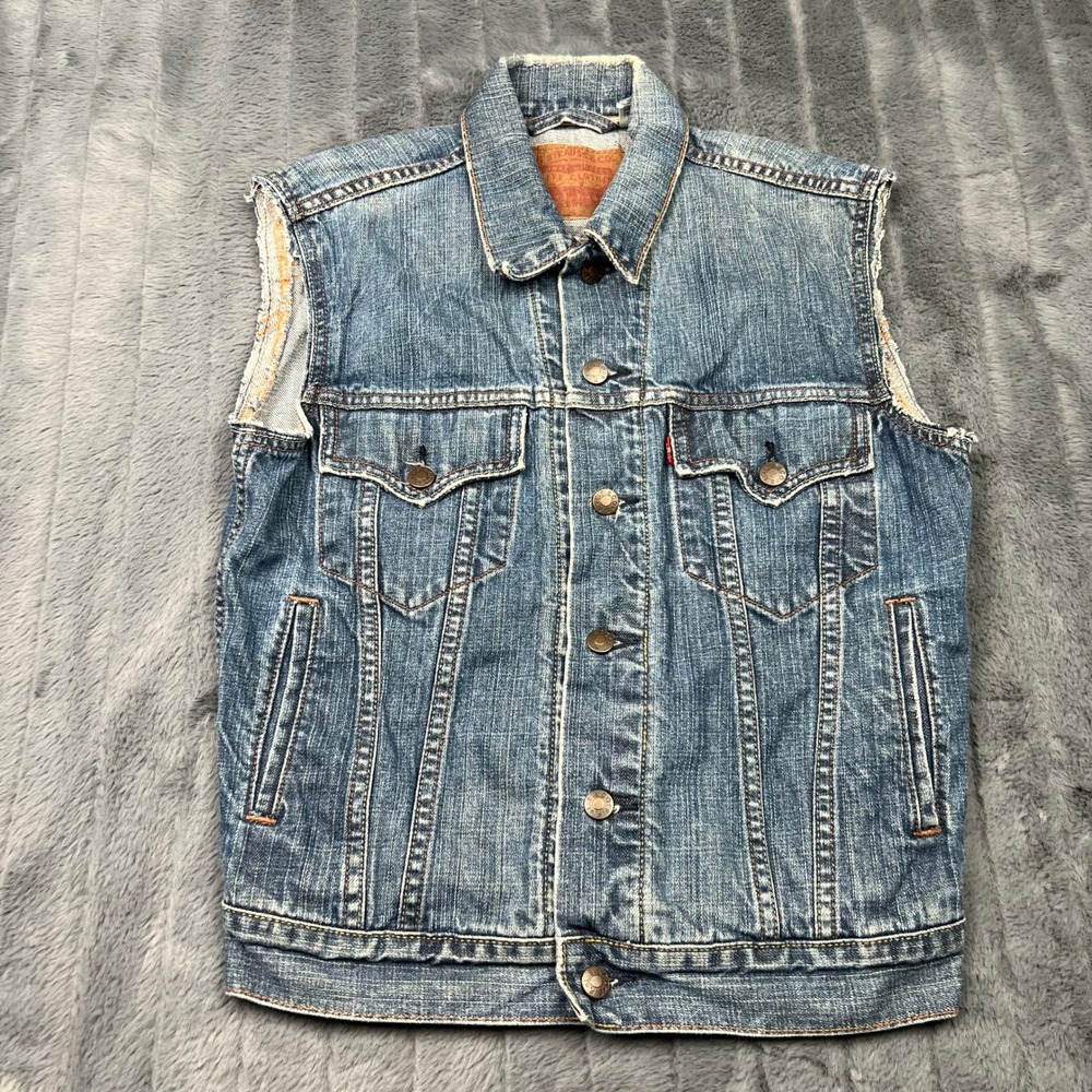 Levis Denim Vest Mens Small Medium Wash Sleeveless Trucker Jacket 70516-3224